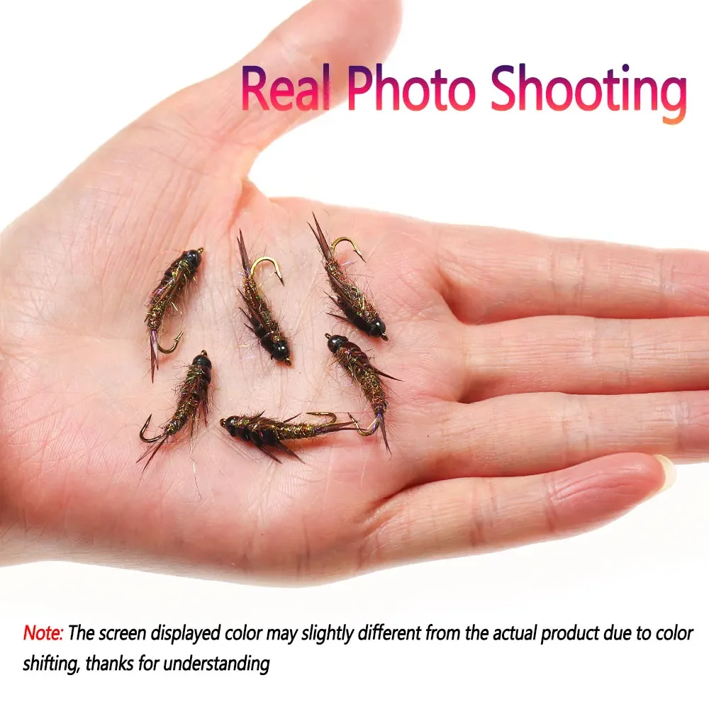Bimoo # 10 3 uds 6 uds cabeza de cuentas de latón Stonefly Ninfa marrón Hackle alambre de cobre hundimiento rápido ninfa húmeda mosca trucha Señuelos de pesca cebos - imagen 5