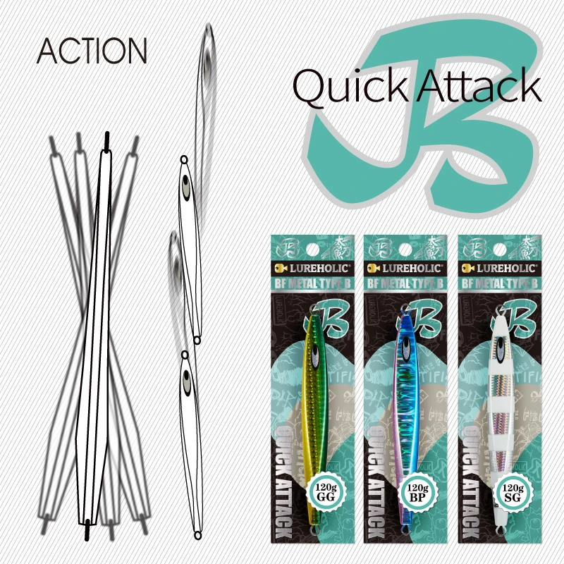 Metal Jig Lureholic B Quick Attack – Hundimiento rápido pesca mar - imagen 4