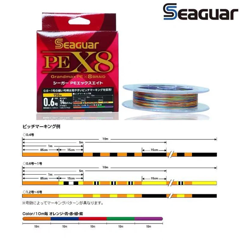 Seaguar Pe Line X8 — Línea trenzada multicolor para barco