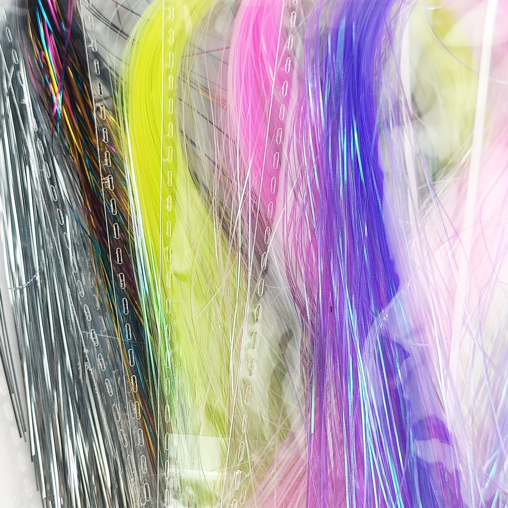 Kit de atado de moscas vibrantes, oropel Flashabou y materiales de plantilla para Señuelos de Pesca DIY, PET sostenible para agua dulce y salada, 5 uds. - imagen 3