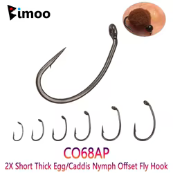 20 piezas C068AP de acero rico en carbono con púas 2X corto 2X huevo pesado/Caddis Ninfa Offset mosca atado gancho para atar huevos mosca Ninfa Caddisfly
