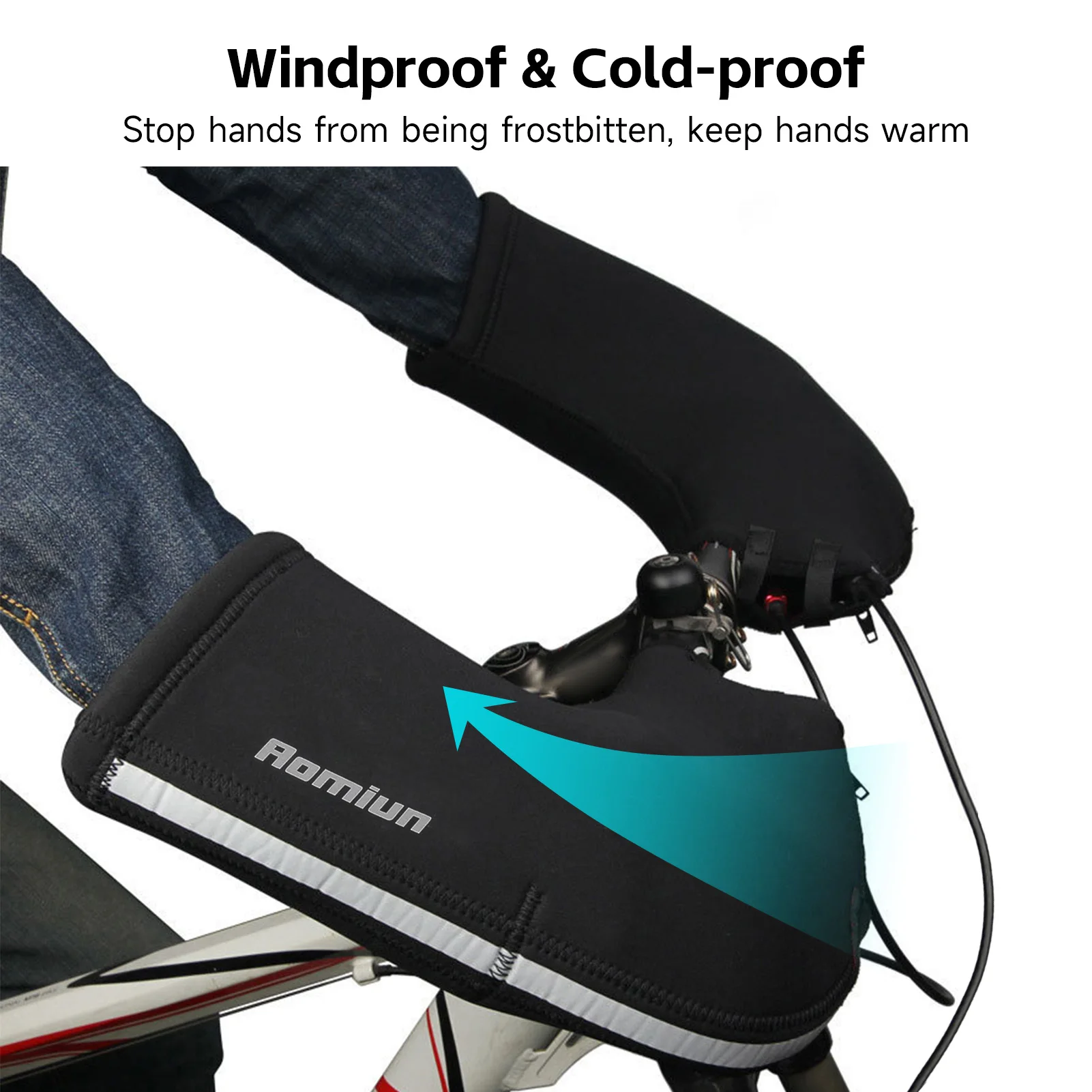 Cubierta para manillar de bicicleta, guantes calentadores de manos para montar en clima frío de invierno, resistentes a la lluvia y al viento - imagen 4