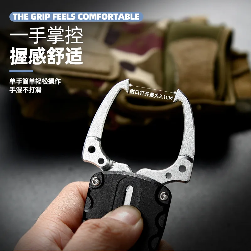 DNDYUJU-empuñadura de pesca con cerradura portátil para exteriores, Clip de labio de pescado, pinza plegable, peso ultraligero con cuerda de retención, aparejos de pesca - imagen 2