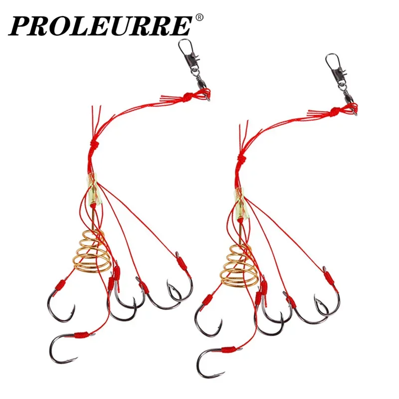 2 unids/lote de anzuelos de pesca con cuentas de explosión, señuelo de pesca, trampa para cebo, jaula alimentadora, anzuelo de pesca afilado con resortes de acero inoxidable