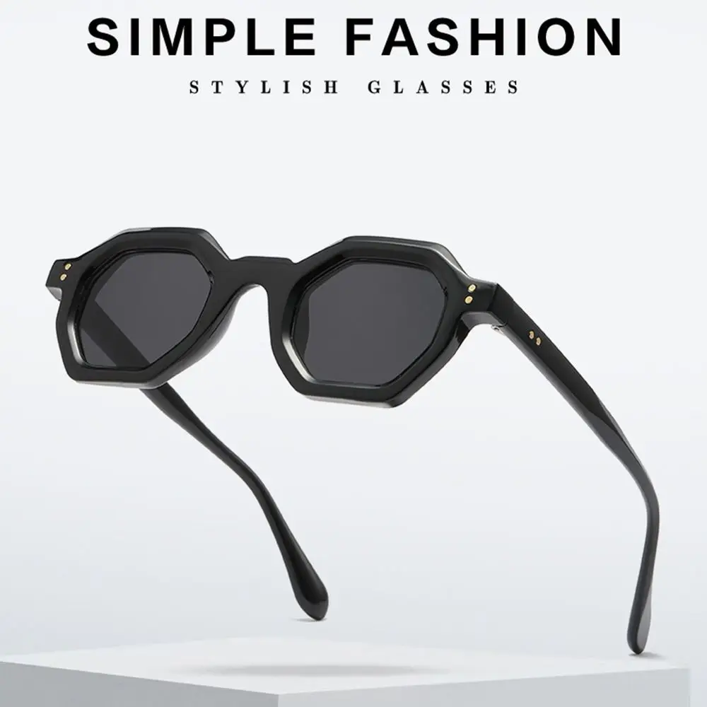 Gafas de sol cuadradas poligonales Vintage para mujer, gafas de sol pequeñas con remaches para exteriores, protección UV400, gafas deportivas Unisex - imagen 4