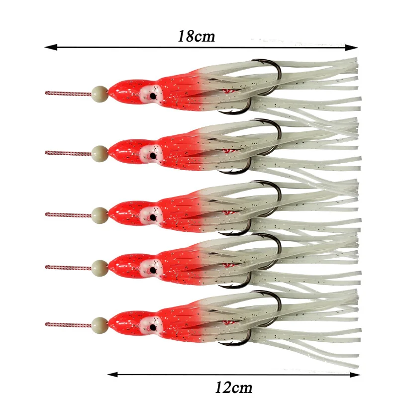 5 uds faldas de calamar anzuelos de Pesca brillo pulpo Inchiku Jig lento rápido Jigging Metal que cae cebo de agua salada aparejos de asistencia de Pesca - imagen 3