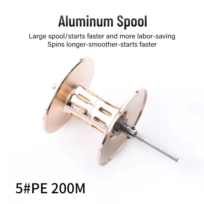 Kawa-carrete de pesca grande, bobina de Jigging lento, rueda de aluminio, arrastre máximo 16kg, 9 + 1 rodamientos, relación 6,3: 1, peso 240g - imagen 3