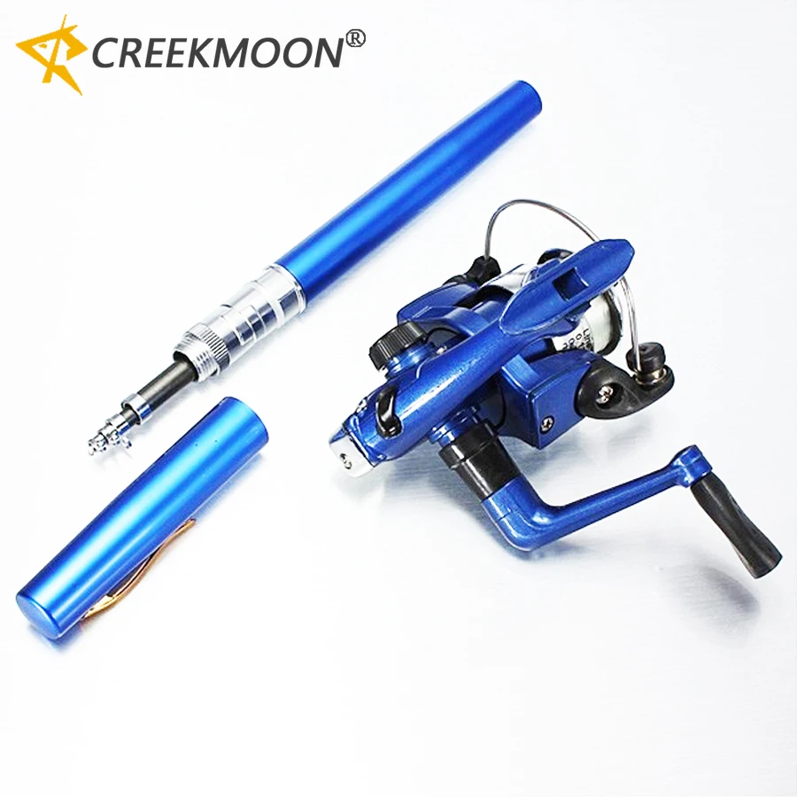 Combos de caña de pescar y carrete con bolígrafo, juego de varillas de viaje con rueda giratoria, Mini caña de hielo de bolsillo de 1M con carrete para peces con mosca, agua salada de mar - imagen 2