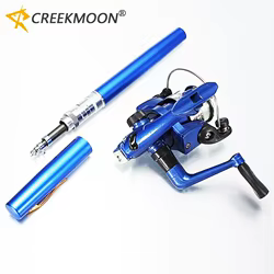 Combos de caña de pescar y carrete con bolígrafo, juego de varillas de viaje con rueda giratoria, Mini caña de hielo de bolsillo de 1M con carrete para peces con mosca, agua salada de mar