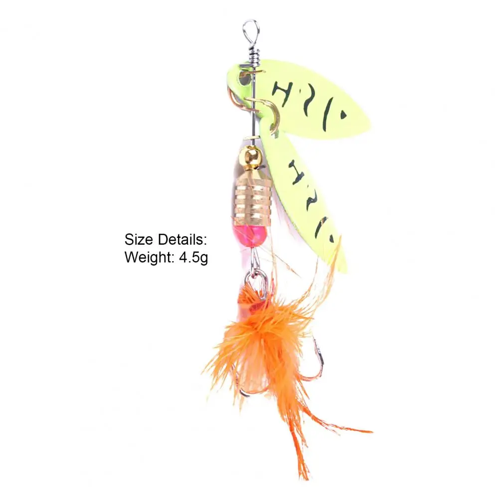 Cebo de lentejuelas de 4,5G, anzuelo afilado con pluma, simulación de hoja de Pesca, Señuelos de lentejuelas giratorias artificiales, señuelos de cuchara - imagen 5