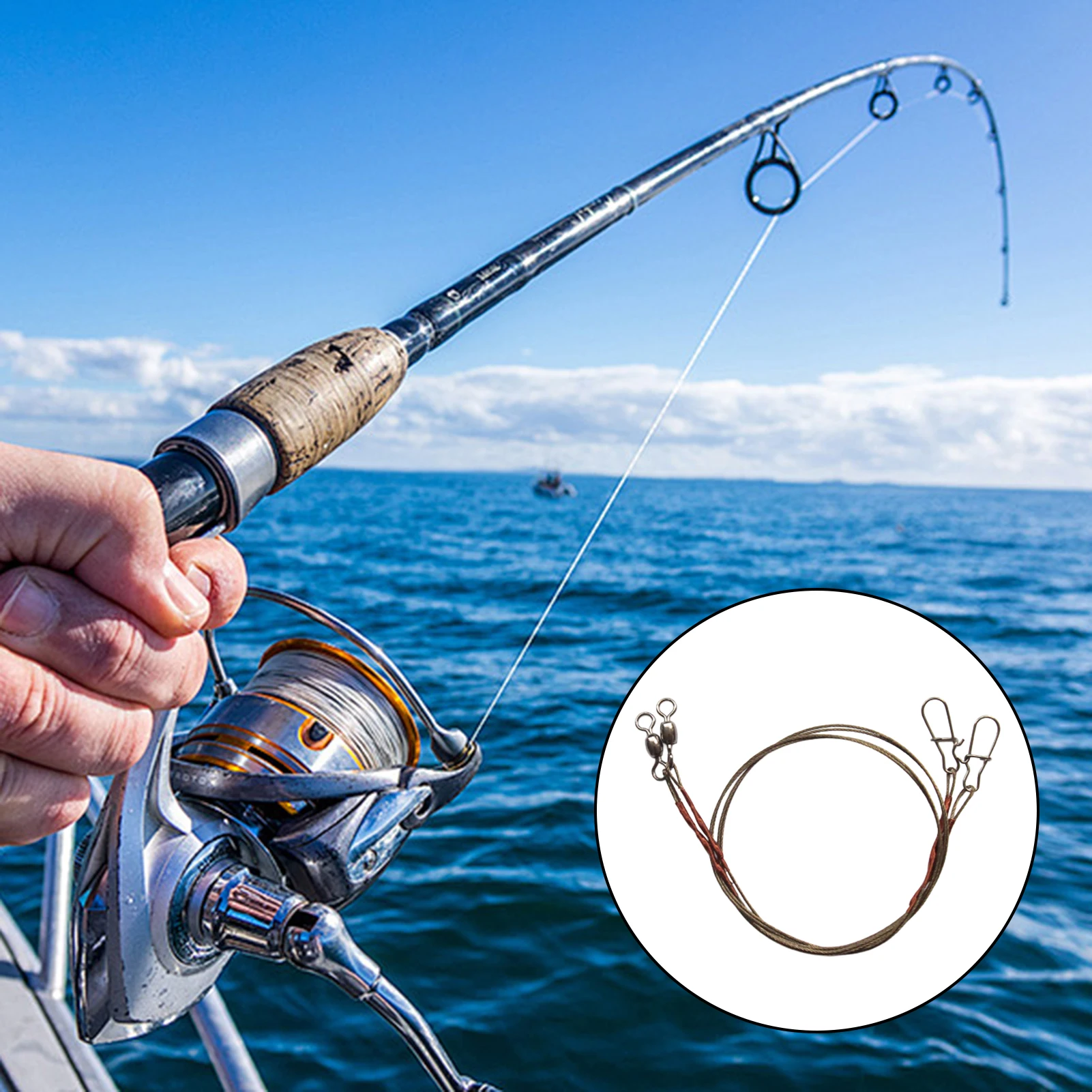 Sedal de pesca de alambre de acero antimordida, 2 uds., 7x7, conexión de anzuelo, anillo en forma de 8, accesorios de pesca en hielo para invierno - imagen 3