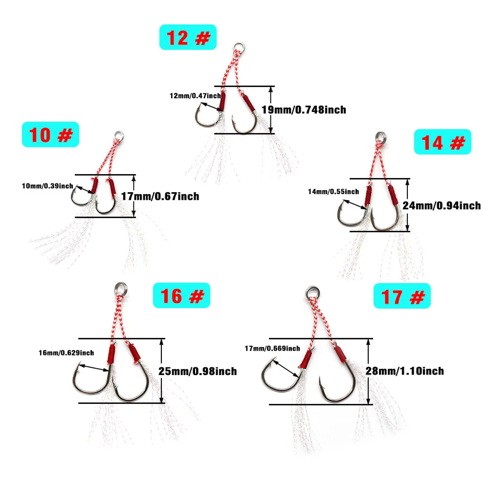 MNFT 5Pcs Assist Hooks Iron Plate Barbed Cast Jigging Hook Saltwater Fishing Hook With Feather Sea Bass Fishing Lure Hooks - imagen 4