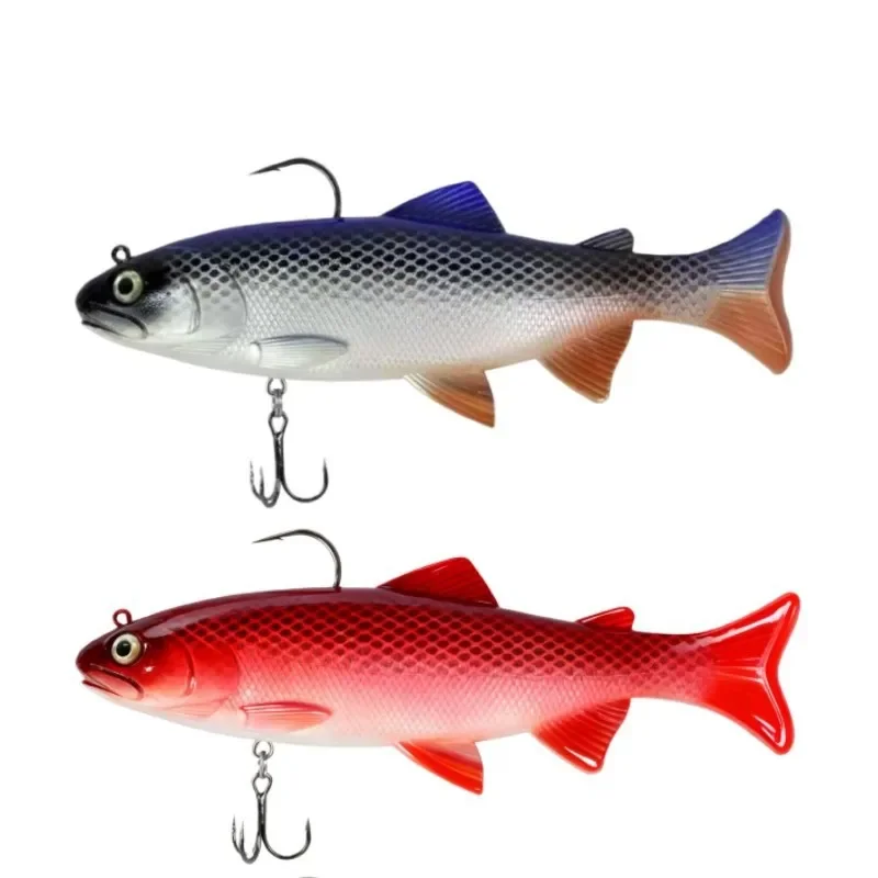 Señuelos de pesca blandos de PVC con cabeza de plomo, cebos artificiales para natación, cola en T, Wobblers de Swimbait de silicona con gancho, 20cm, 130g - imagen 2