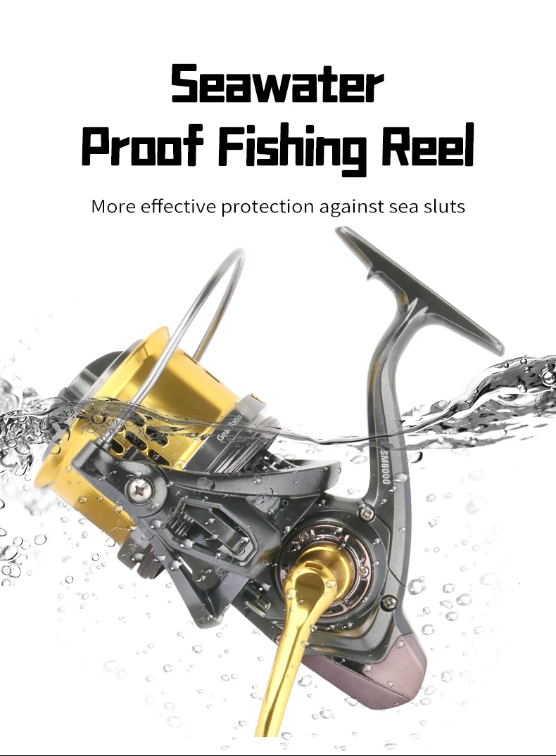 DEUKIO 8000 10000 12000 serie 20KG rueda giratoria de fundición de potencia de arrastre 8 + 1BB carrete de aleación de aluminio 4,6:1 relación de engranaje carrete de pesca - imagen 5