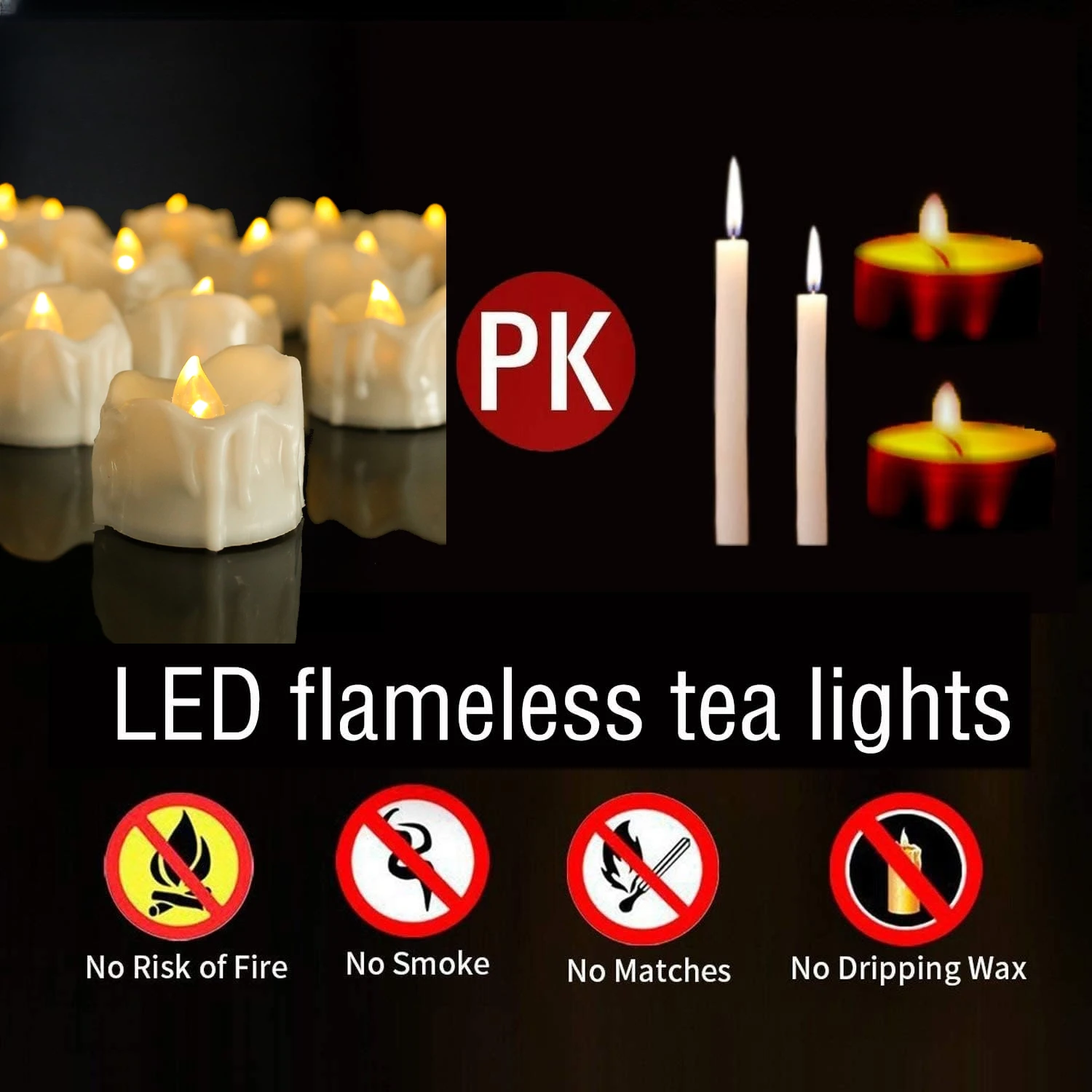 Velas de luz de té LED sin llama, velas eléctricas con pilas parpadeantes realistas de 100 horas para bodas y Navidad - imagen 2