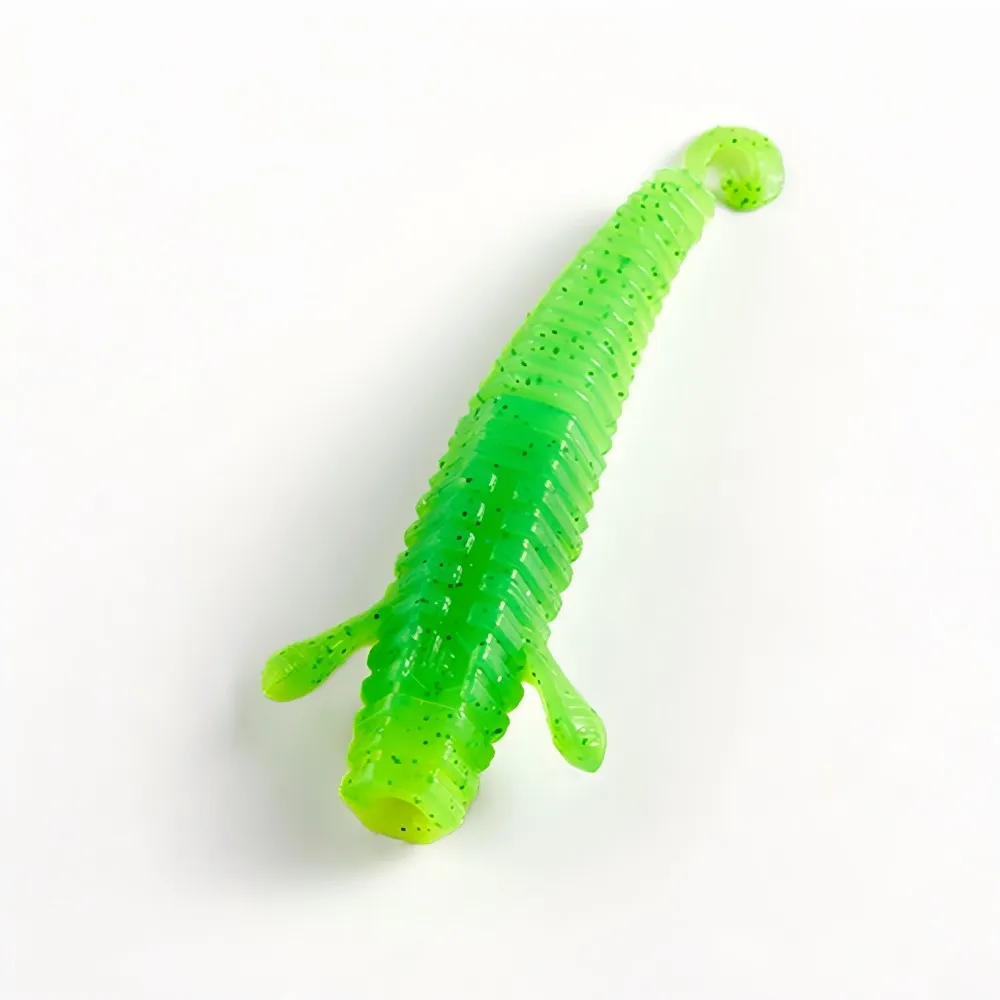 Un señuelo de textura verde diseñado para la pesca