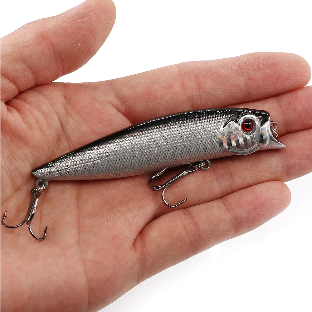 Señuelo de pesca 9,5 cm/12g cebo duro Popper señuelo con anzuelo triple ojos 3D realistas Swimbait cebo de pesca Popper - imagen 5
