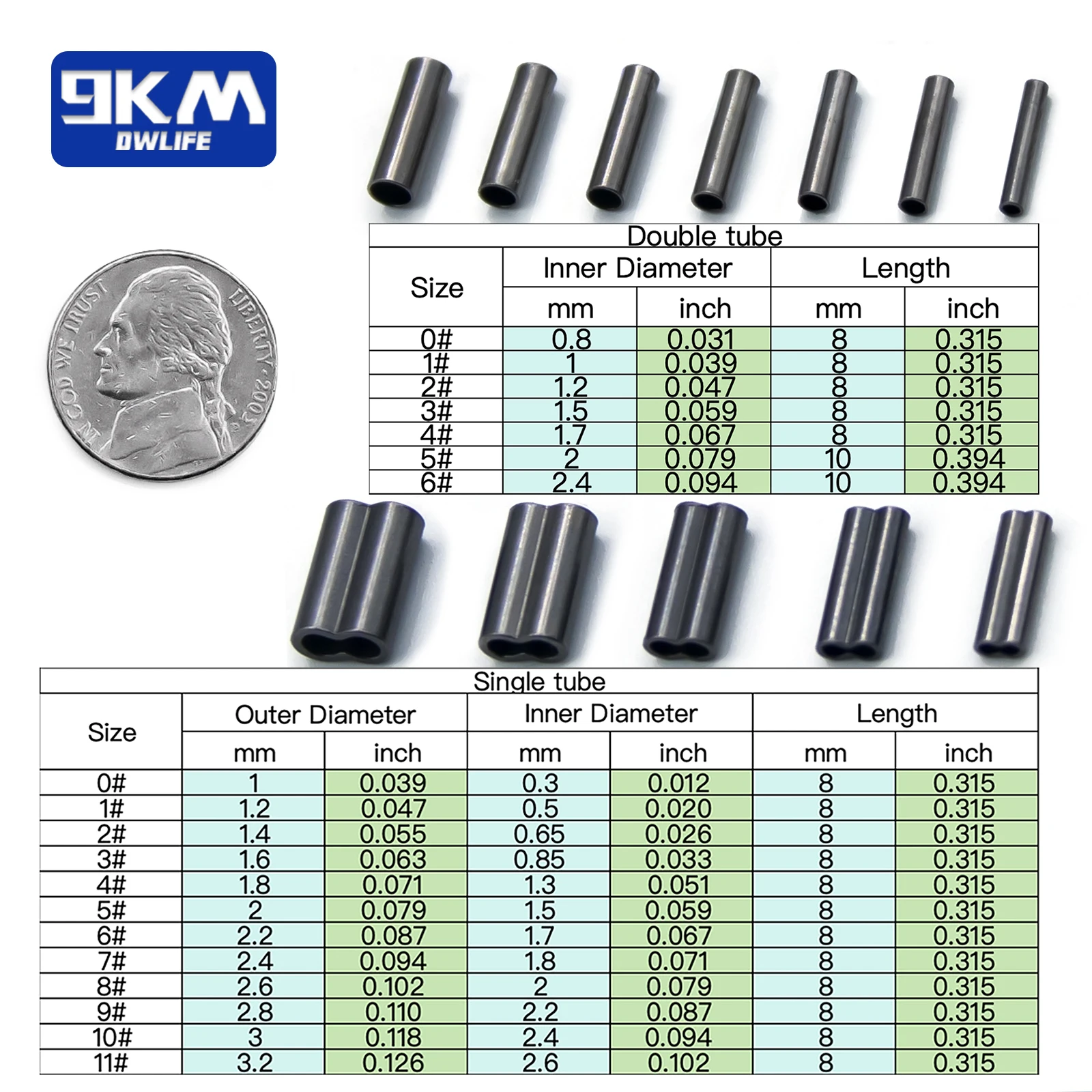 50 ~ 200 Uds. Tubo de alambre de pesca de latón, mangas de prensado de un solo doble barril, accesorios de sedal, conector de tubo de pesca - imagen 2