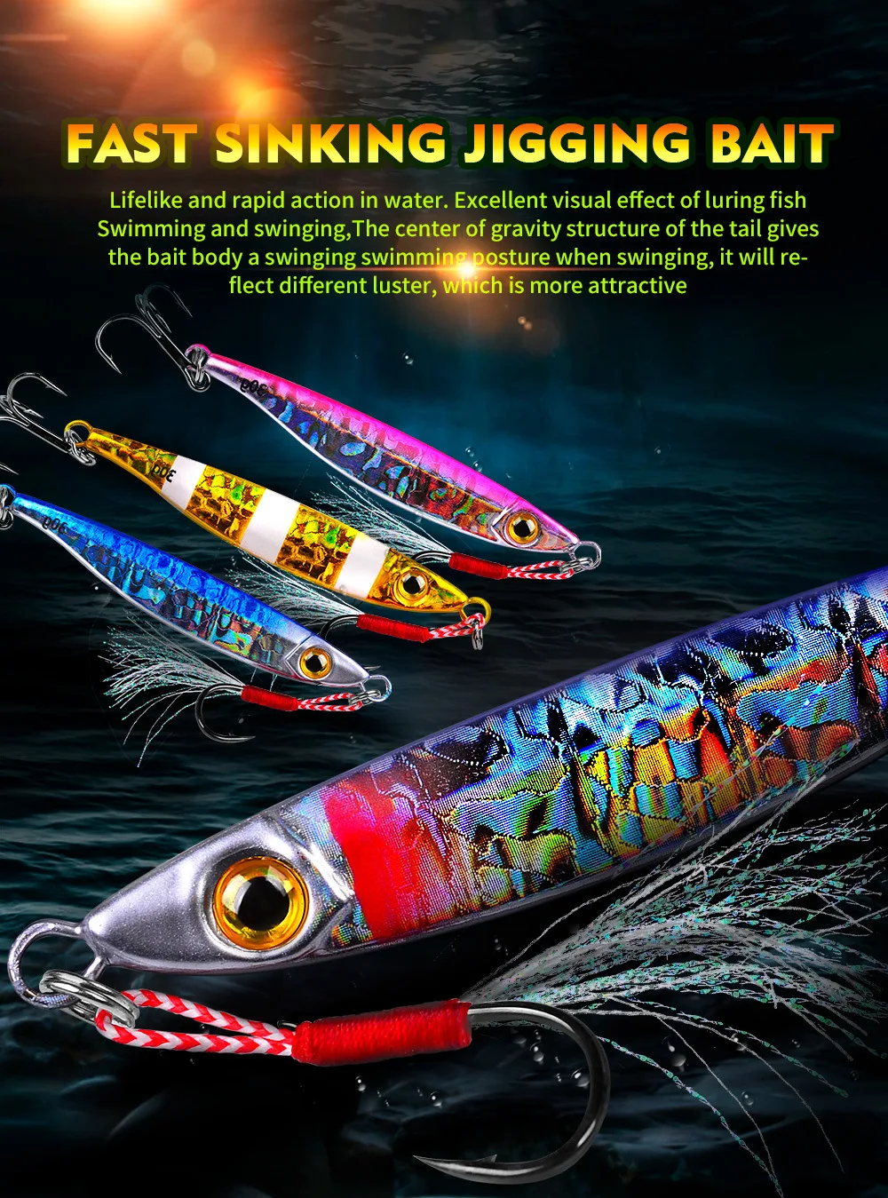 Experimente la emoción de los cebos de jigging de hundimiento rápido para una aventura de pesca inolvidable