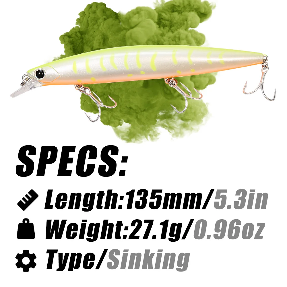 B & U 135mm 27,1g lanzamiento Ultra largo 135S agua salada hundimiento Minnow peso señuelo de pesca lubina cebo duro - imagen 2