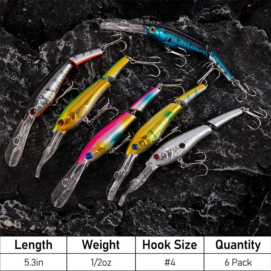 6 uds Jerkbait Minnow cebo Artificial para lubina Señuelos de pesca Trolling multiarticulado Swimbait Striper Minnow aparejos de pesca - imagen 3