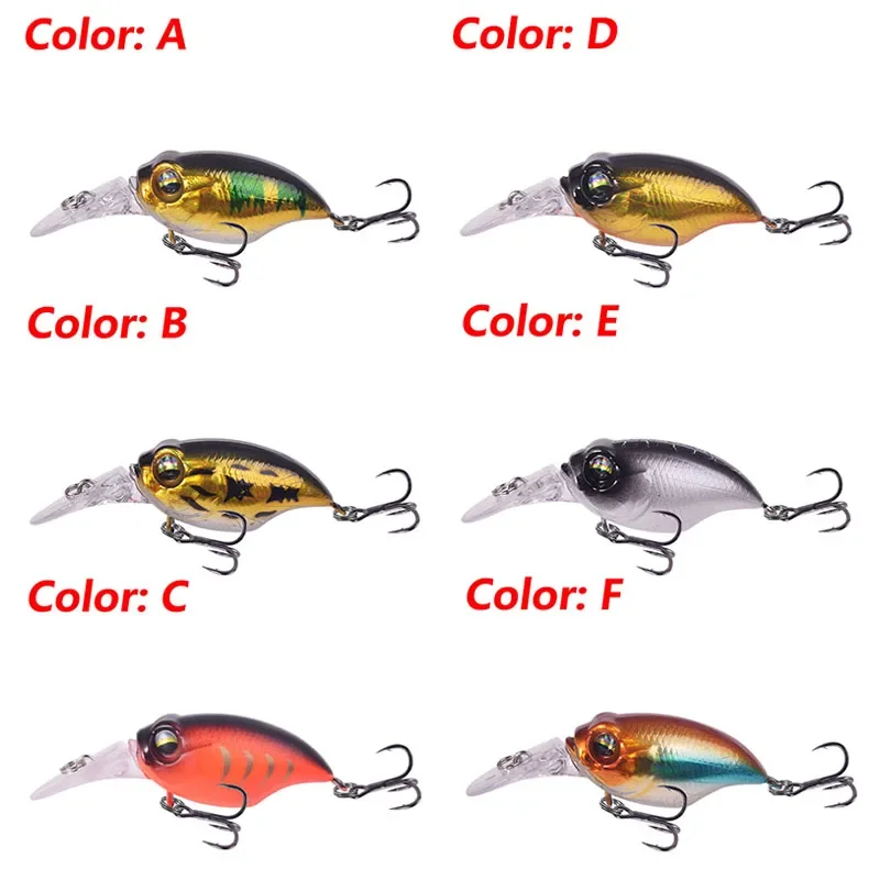Señuelos de pesca con manivela flotante, aparejos Wobblers de 5,8 cm y 6g con ganchos, cebo Artificial de plástico para Lucio, lubina, Crankbait, Jerkbait, 1 ud. - imagen 5