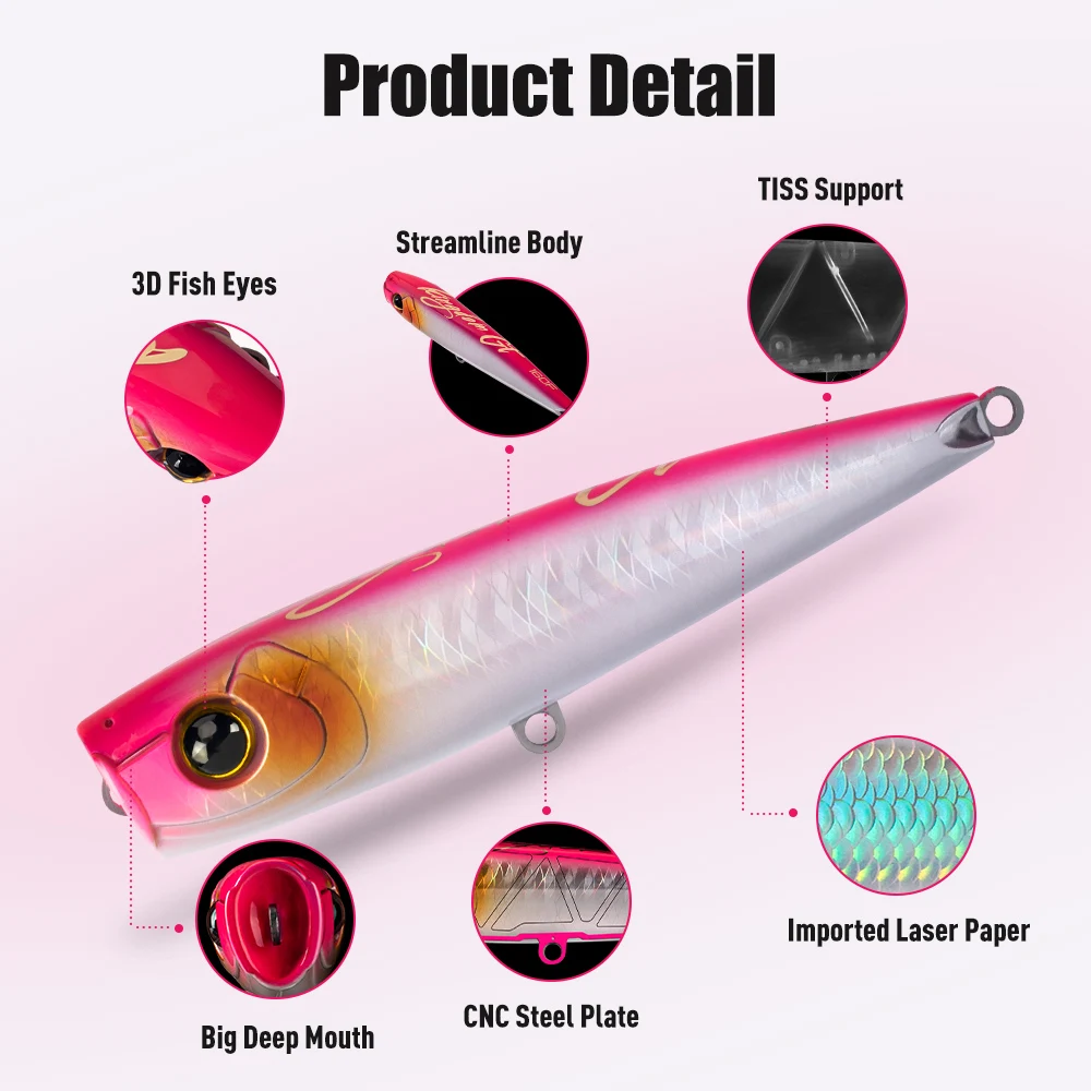 Kingdom Popper Señuelos de Pesca de Mar 160mm 56,5 gg 180mm 79,5g Topwater Artificial duro Wobbler flotante cebo de atún de agua salada - imagen 3