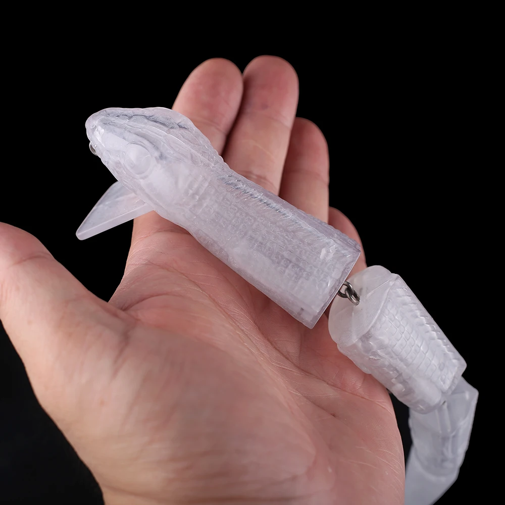 Chan'sHuang-señuelo de pesca Artificial, cebo en blanco sin pintar de 5 piezas, 22cm, 53g, serpiente flotante silenciosa, Swimbait, 4 segmentados, hecho a mano - imagen 5