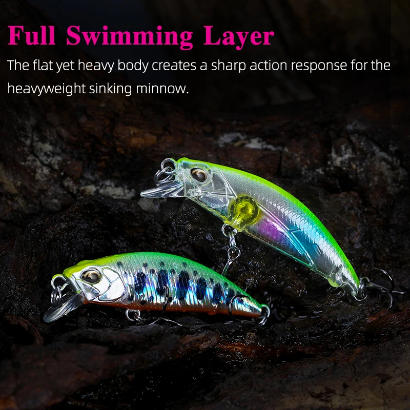 TSURINOYA-señuelo de pesca de 50mm, 5g, DW63, Minnow de agua que se hunde, señuelo duro, Wobblers, Crank Bait, señuelo para trucha Jerkbait - imagen 5