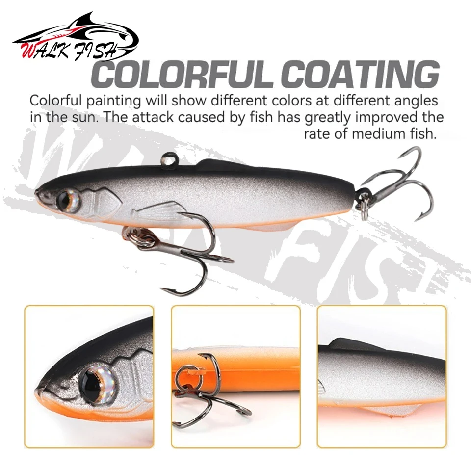 WALK FISH 18g 28g señuelo de Pesca con vibración Shiriten Baguette silicona Rattlin Vibs señuelo suave Pesca Jig Pesca en hielo señuelo giratorio - imagen 3