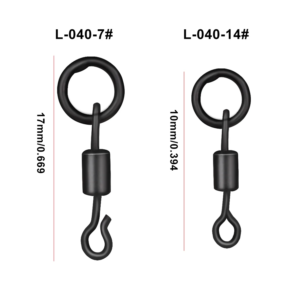 NGB-terminal de pesca de carpa, accesorios de aparejos, 2 estilos, cuerpo largo, cierre giratorio de pesca en forma de Q con anillo sólido, 20-50 Uds. - imagen 2
