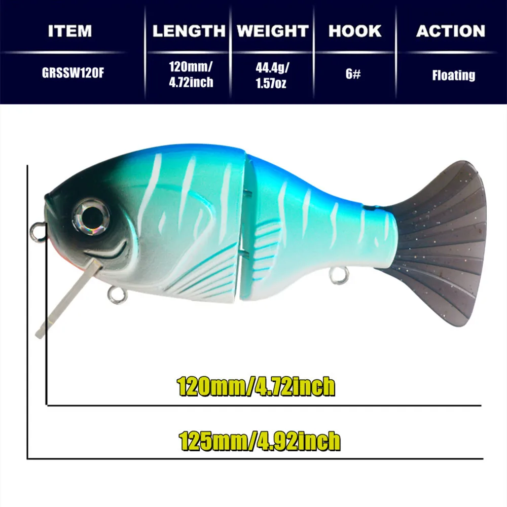 GREENSPIDER-bañador articulado, 120mm, 44,4g, Wobbler, cebo grande flotante para accesorios de pesca, Señuelos de Pesca - imagen 3