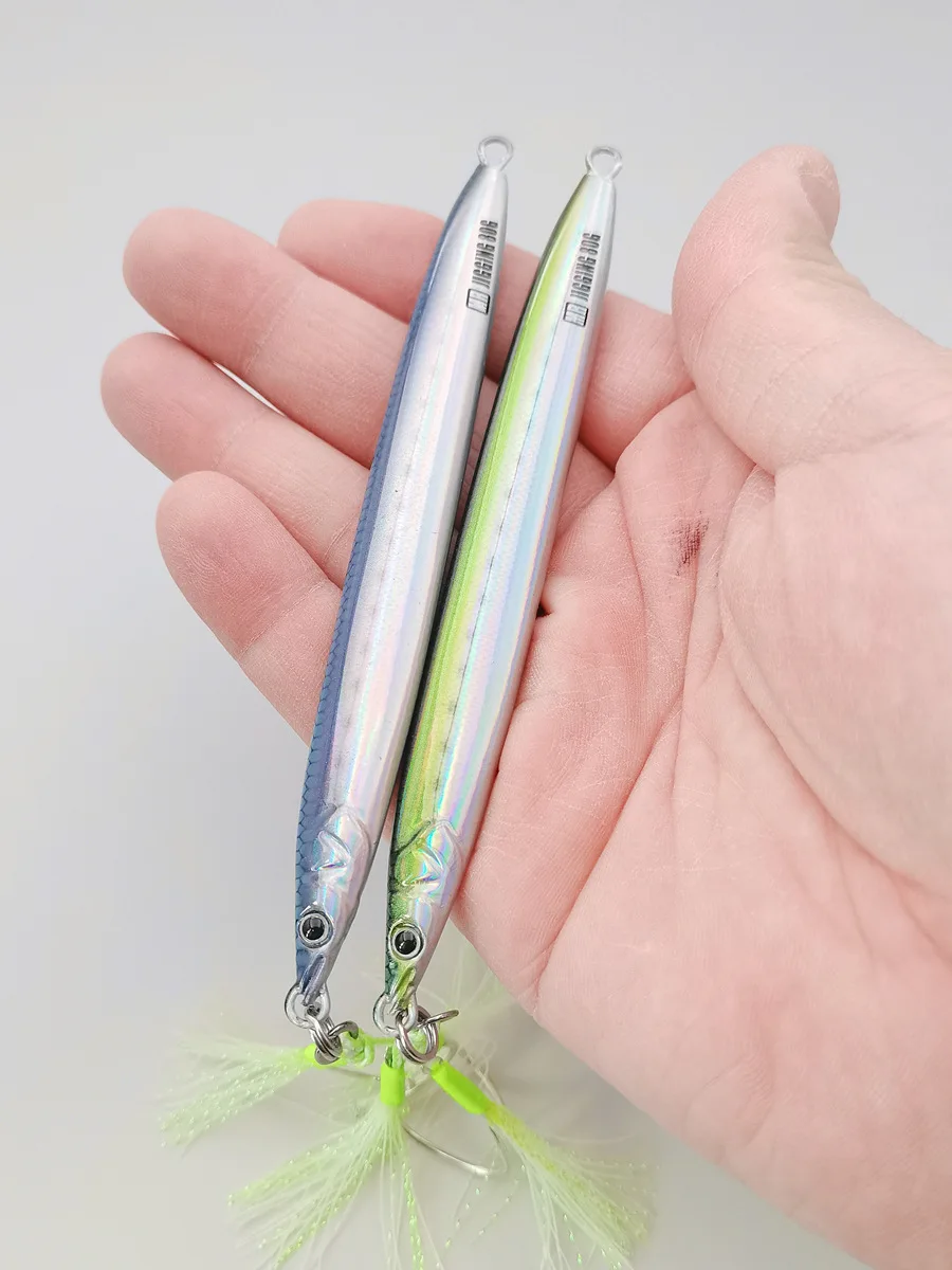 Mr JigginG-plantillas de Metal biomiméticas, 30g, 40g, 60g, 80g, 100g, 120g, caballa española, lubina Katsuo Kanpachi, señuelo cuchara de pesca - imagen 5