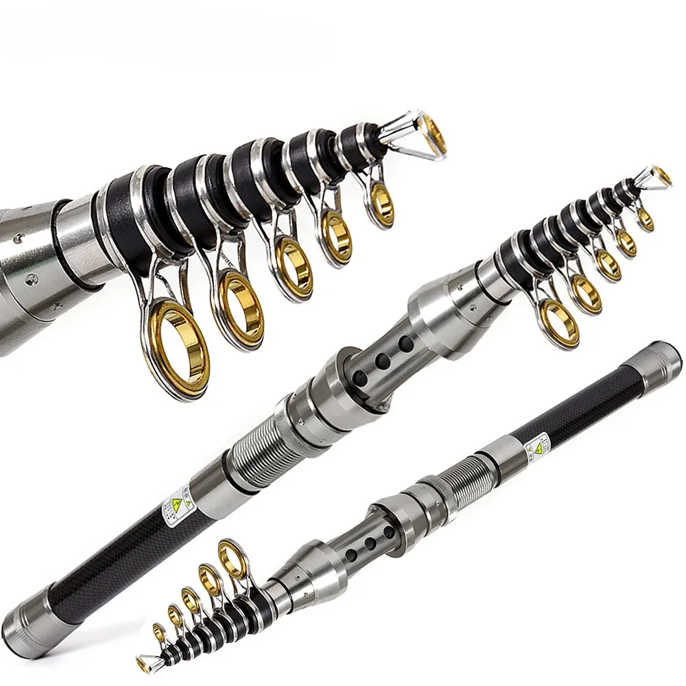 Caña de pescar telescópica portátil para barco de mar corto, 1,5 m-2,4 m, alto contenido de carbono + caña de Baitcasting de aleación para aparejos de Pesca de carpa y Lucio - imagen 5
