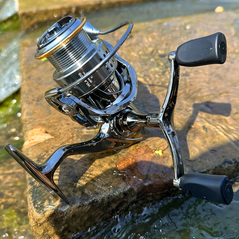 Carrete de pesca con señuelo serie 2000-4000, diseño de doble basculante, carrete de Metal, arrastre máximo de 8KG, tiro largo, pesca en río, agua dulce y mar - imagen 2