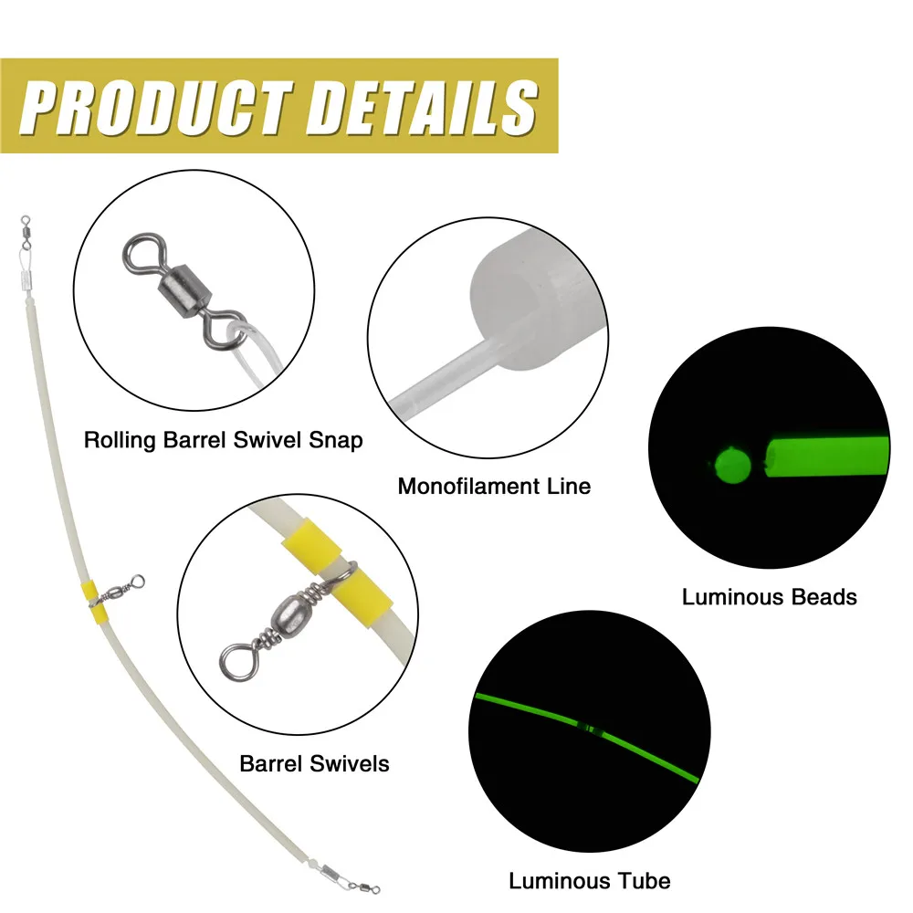 Línea de guía de pesca de 20/40 piezas, cable giratorio de 3 vías en forma de T, luminoso, aparejo de pesca para surf - imagen 4