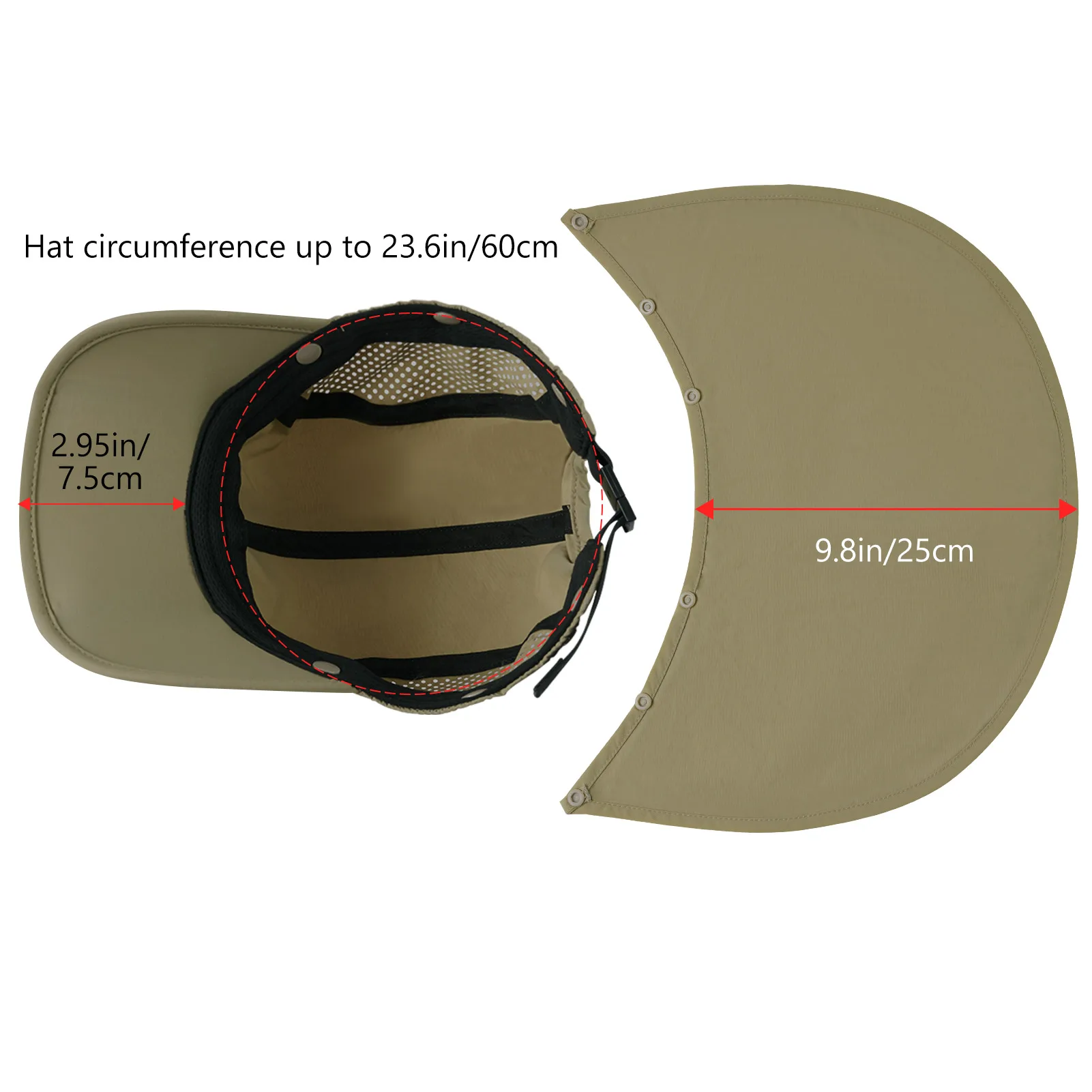 BASSDASH-Sombrero de pesca plegable UPF 50 +, gorra de béisbol con solapa de cuello extraíble portátil para hombres y mujeres, Golf y senderismo - imagen 4