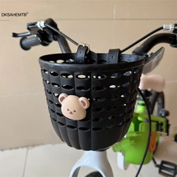 Cesta delantera Universal para bicicleta, cesta de almacenamiento de plástico con patrón de animales de dibujos animados para bicicleta eléctrica de montaña y carretera, andador para bebé