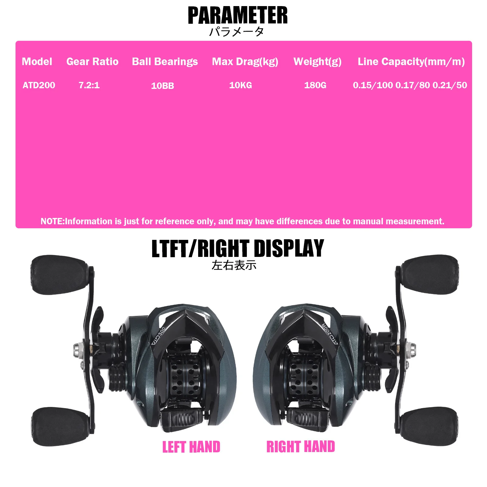 Carrete de pesca ultraligero izquierda/derecha, alta velocidad, 7,2: 1, 180g, 10KG, rueda de agua salada, herramienta de fundición larga para lubina en el océano - imagen 2