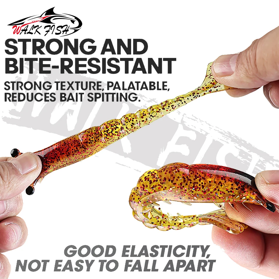 WALK FISH-cebo suave para pesca de camarones, 2 uds., hundido, 9,5 cm/11,5 cm, cebo Artificial suave, biomimético, juego de Señuelos de Pesca de mar de agua dulce - imagen 2