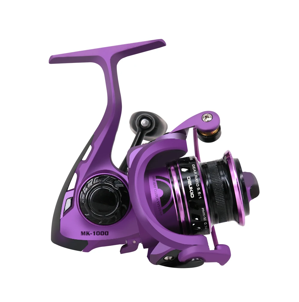 DEUKIO-carrete de pesca morado serie Mini 1000, 5 + 1BB Max Drag, 5KG, carretes giratorios para agua dulce y salada - imagen 3