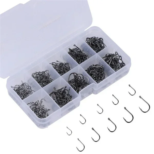 Nuevo 100 unids/caja cebo de pesca de carpa de acero al carbono de alta calidad anzuelo afilado 10 tamaños disponibles - imagen 2