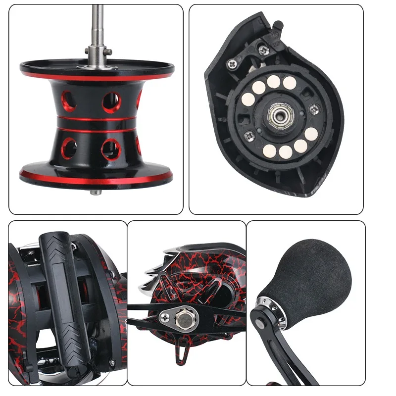 Carrete de pesca Baitcasting grande y nuevo, relación de engranaje 7,1: 1, carrete de pesca con arrastre máximo de 8KG, juego ligero Baitcaster, carrete de fundición de pesca - imagen 5