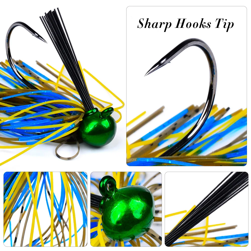 Señuelo ig Spinner cebo 7g 10g 14g falda barba Señuelos de pesca plantilla de goma Buzzbait Swim Jig Head para lubina Pike Wobbler anzuelos de pesca - imagen 5