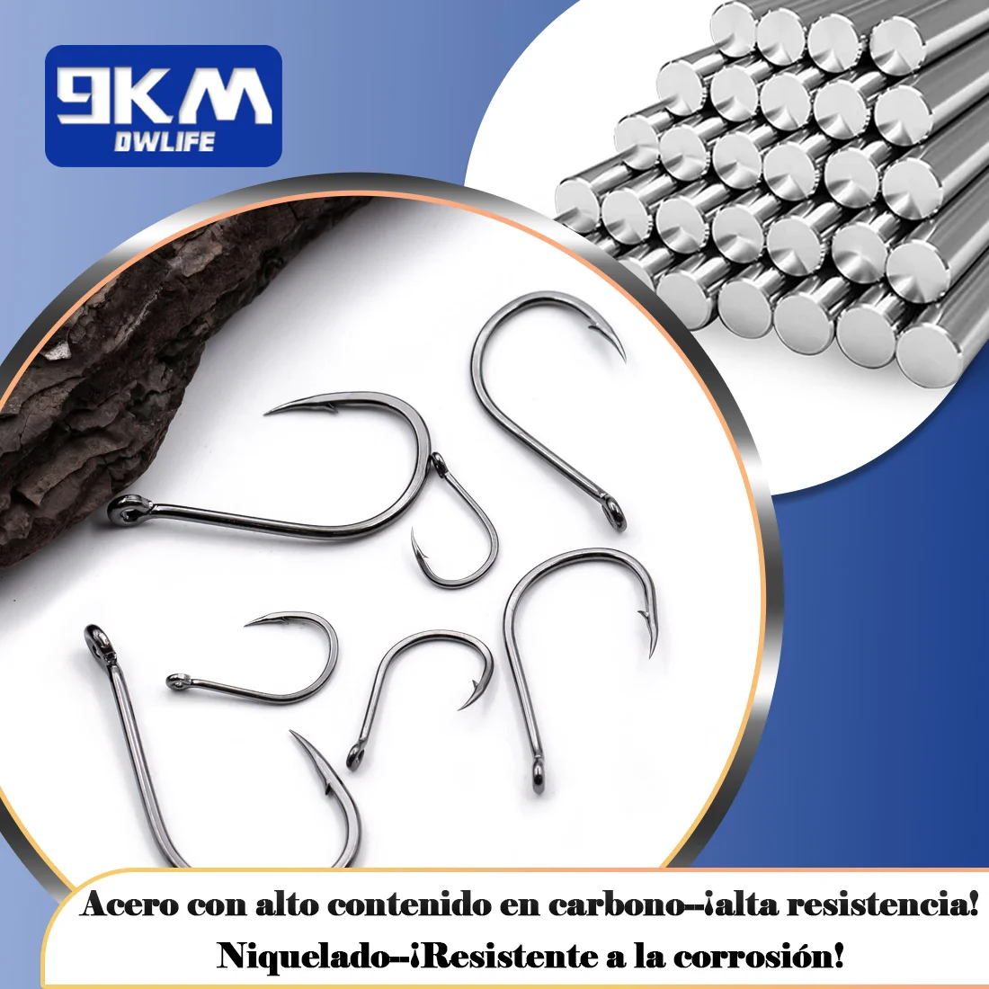 Anzuelos de pesca Iseama de 9KM, 50 ~ 200 Uds., anzuelo de carpa, anzuelo circular de pesca de agua salada, punta de aguja fuerte compensada, púas, ojo anillado, agua salada - imagen 4