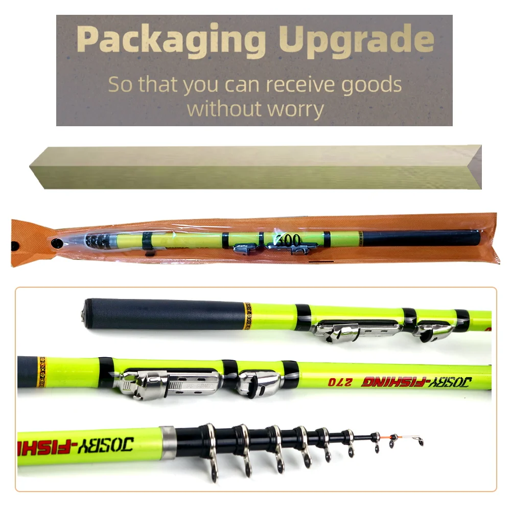 JOSBY 3,0 m 2,7 m 2,4 a 1,5 m caña de pescar en roca de fibra de carbono alimentador telescópico carpa giratoria portátil viaje ultraligero blanco verde - imagen 3