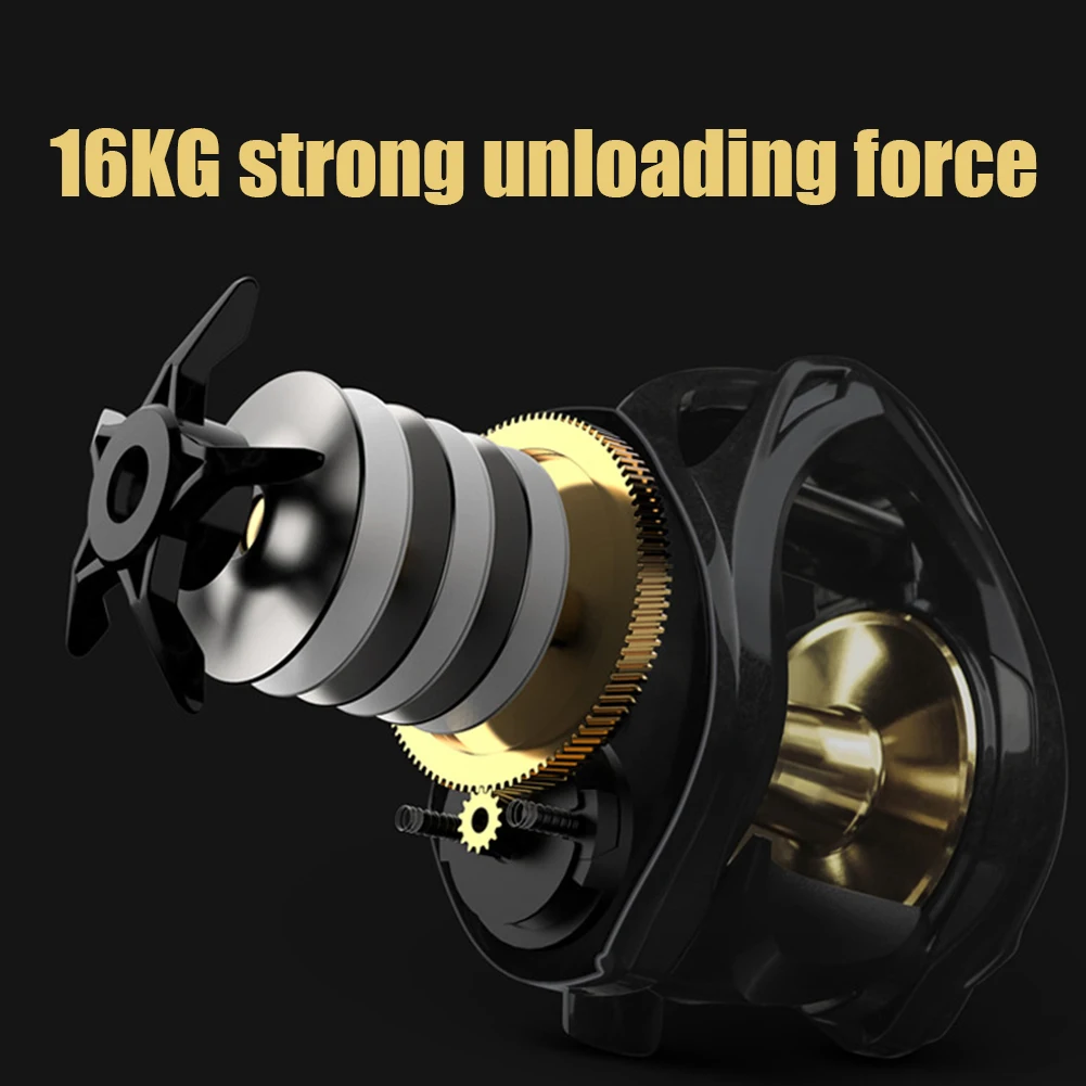 Carrete de pesca Baitcasting de Metal para exteriores, arrastre máximo de 16kg, 6,3: 1, mango de potencia, carrete de agarre de bola, 6 + 1BB, rueda giratoria, pesca de agua salada - imagen 4