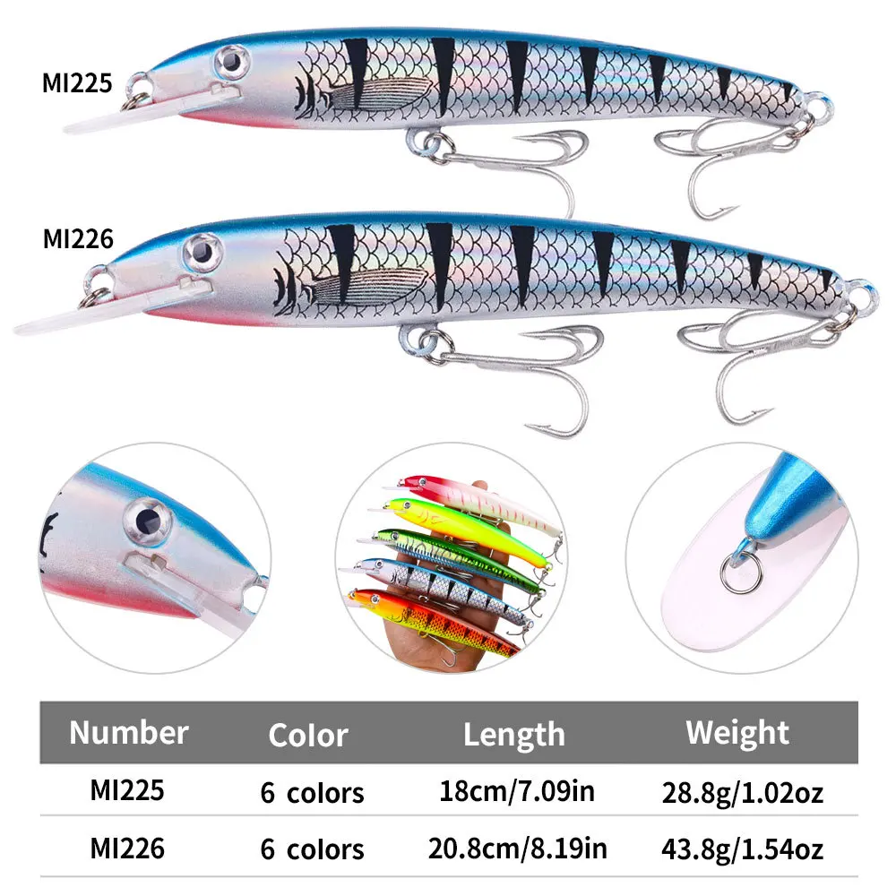 Minnow de buceo profundo 30g 44g Wahoo señuelo lubina agua salada barco de aguas profundas aparejos de pesca Shore Trolling láser Pro Crankbait Wobbler - imagen 3