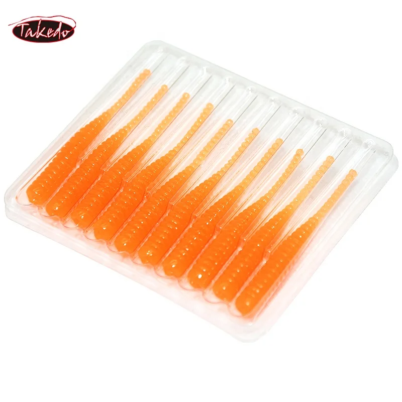 TAKEDO 10 unids/bolsa 4CM 0,4G Señuelos de Pesca luminosos TPR Mini señuelo suave aguja cola gusano señuelos blandos Lucio - imagen 3