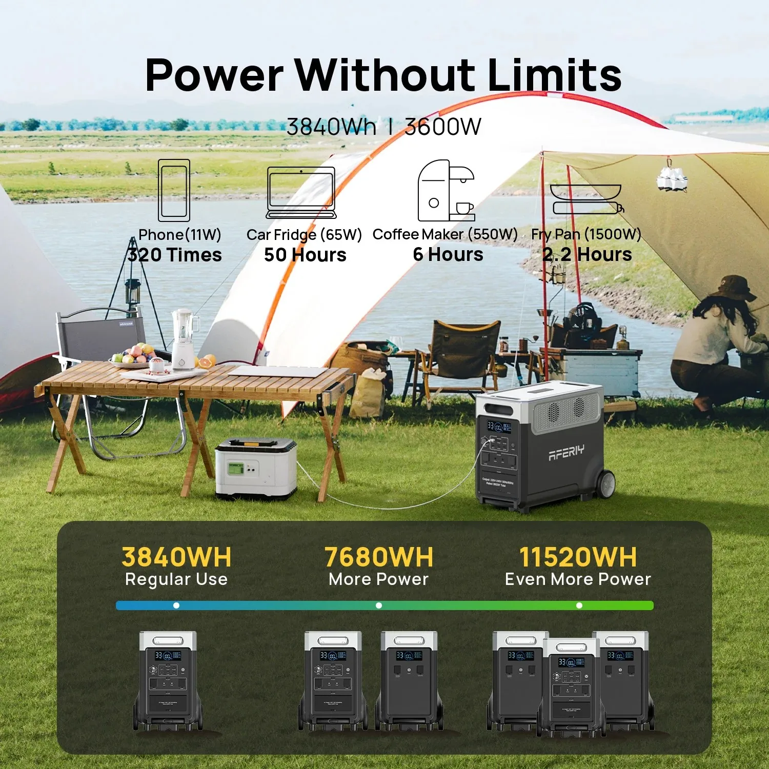 AFERIY Estación de Energía Portátil 3600W Batería LiFePO4
